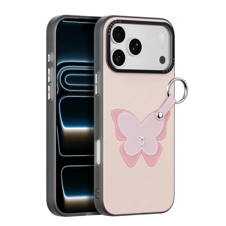 For iPhone 17 Pro Max DUX DUCIS LUVY Series Phone Case with Finger Ring Buckle(Pink Butterfly)