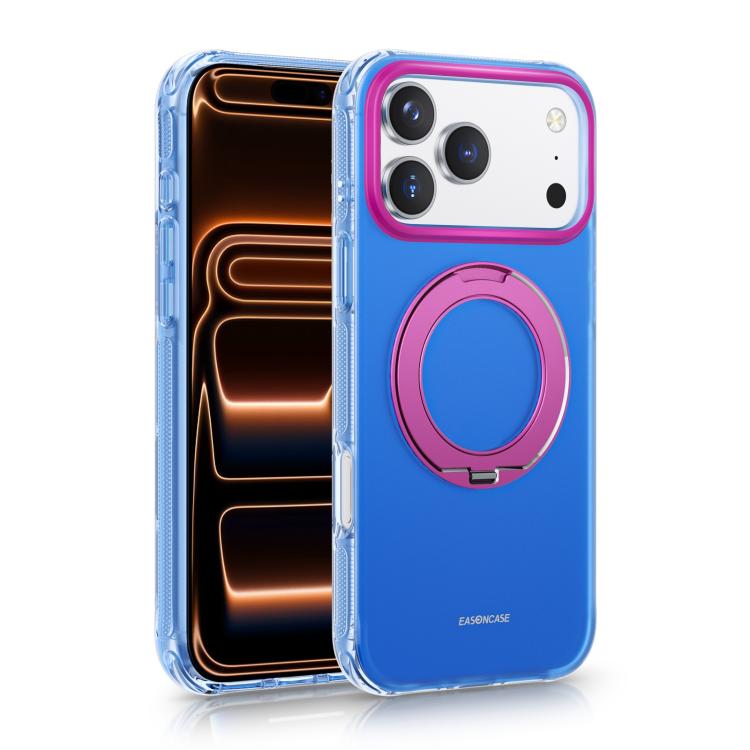 For iPhone 17 Pro Max EASONCASE IMD Dual-Sided Coating Airbag Shockproof Magnetic Holder Phone Case(Blue)