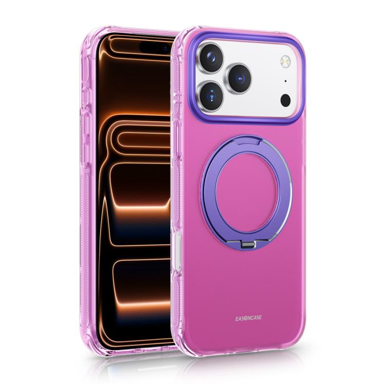 For iPhone 17 Pro Max EASONCASE IMD Dual-Sided Coating Airbag Shockproof Magnetic Holder Phone Case(Pink)