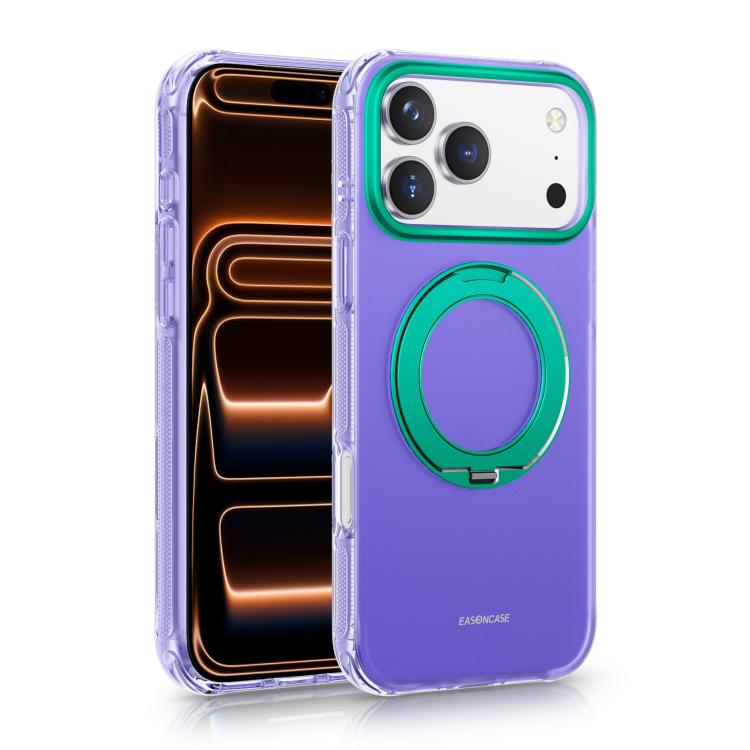For iPhone 17 Pro Max EASONCASE IMD Dual-Sided Coating Airbag Shockproof Magnetic Holder Phone Case(Purple)