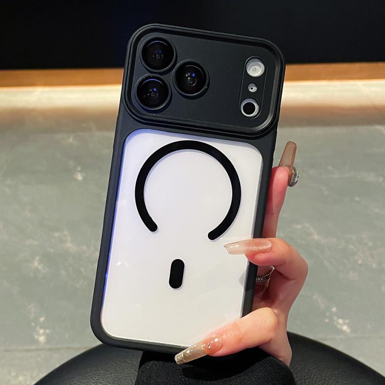 For iPhone 17 Pro Max Electroplated Camera Full Coverage Magnetic Transparent Phone Case(Black)