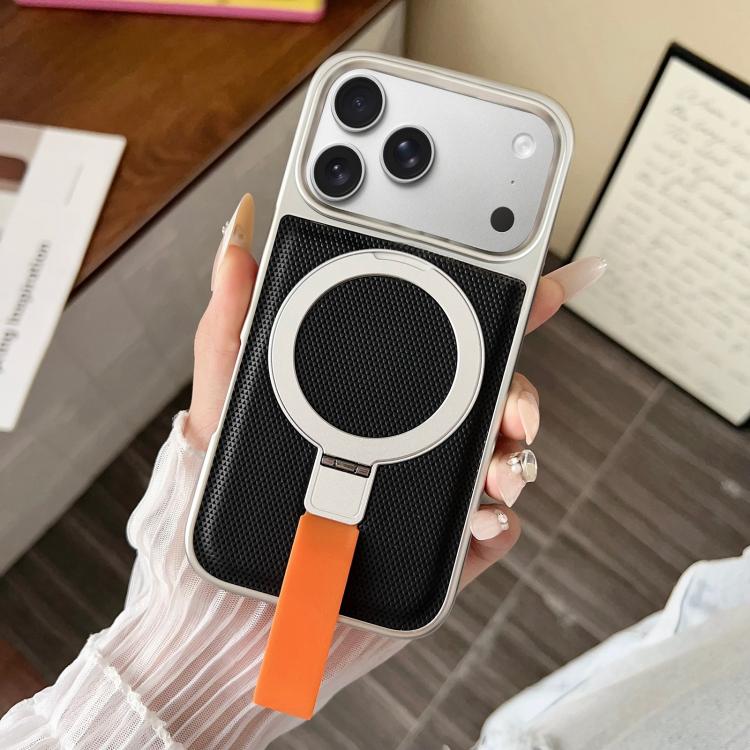 For iPhone 17 Pro Max Electroplated Diamond Texture Ring Magnetic Holder Phone Case(Black)