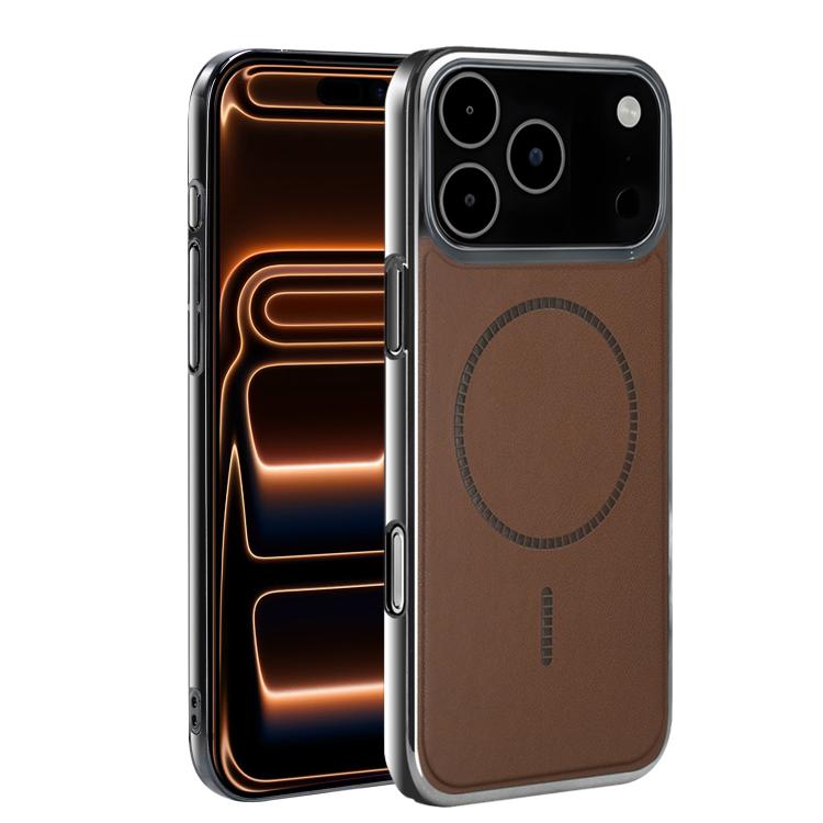 For iPhone 17 Pro Max Electroplated Magnetic Series Ultra-Thin Shockproof Phone Case(Brown)