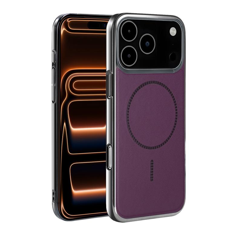 For iPhone 17 Pro Max Electroplated Magnetic Series Ultra-Thin Shockproof Phone Case(Purple)