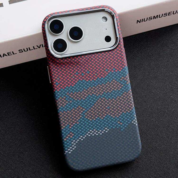 For iPhone 17 Pro Max Electroplated PC Shockproof Full Coverage Magnetic Phone Case(Red + Blue)