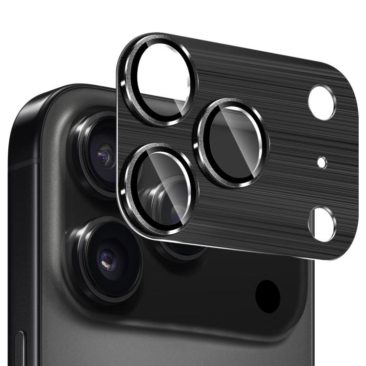 For iPhone 17 Pro Max ENKAY Anti-reflection Camera Lens Brushed Aluminium Alloy Tempered Glass Film(Black)
