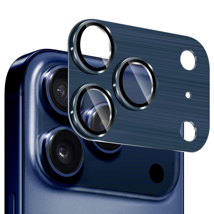 For iPhone 17 Pro Max ENKAY Anti-reflection Camera Lens Brushed Aluminium Alloy Tempered Glass Film(Blue)
