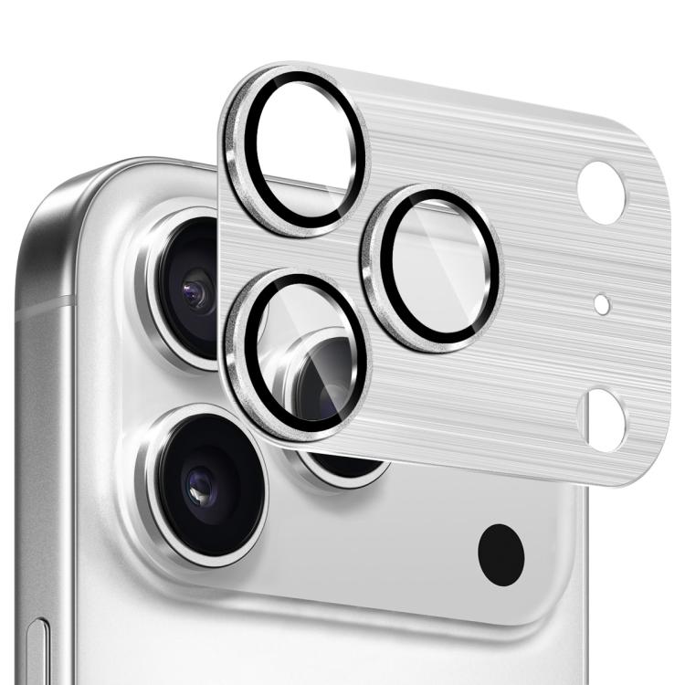 For iPhone 17 Pro Max ENKAY Anti-reflection Camera Lens Brushed Aluminium Alloy Tempered Glass Film(Silver)