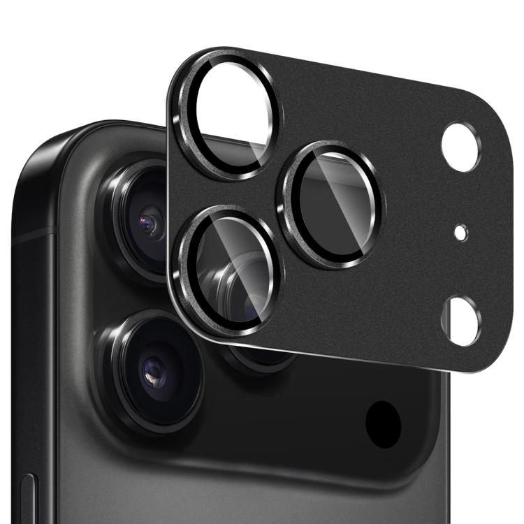 For iPhone 17 Pro Max ENKAY Anti-reflection Camera Lens Frosted Armor Aluminium Alloy Tempered Glass Film(Black)