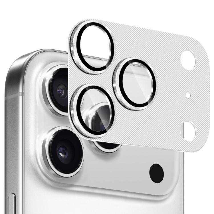 For iPhone 17 Pro Max ENKAY CD Texture Aluminium Alloy Tempered Glass Lens Cover Film(Silver)