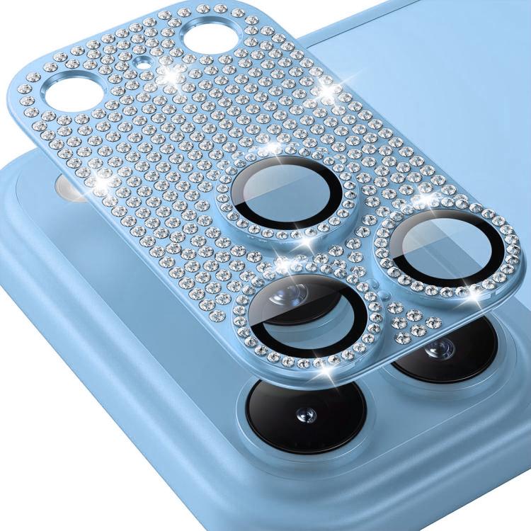 For iPhone 17 Pro Max ENKAY Hat-Prince Blink Diamond Camera Lens Aluminium Alloy Tempered Glass Film(Sierra Blue)