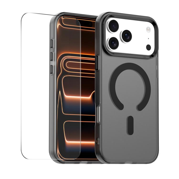 For iPhone 17 Pro Max ENKAY Hat-Prince MagSafe Candy Color Phone Case with Thick Adhesive Glass Film(Black)