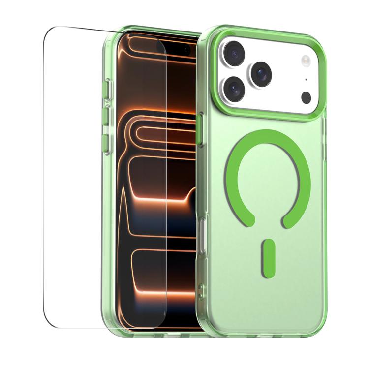 For iPhone 17 Pro Max ENKAY Hat-Prince MagSafe Candy Color Phone Case with Thick Adhesive Glass Film(Green)