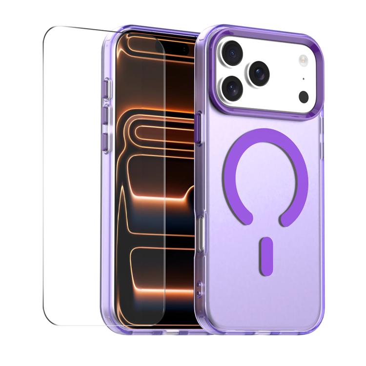 For iPhone 17 Pro Max ENKAY Hat-Prince MagSafe Candy Color Phone Case with Thick Adhesive Glass Film(Purple)