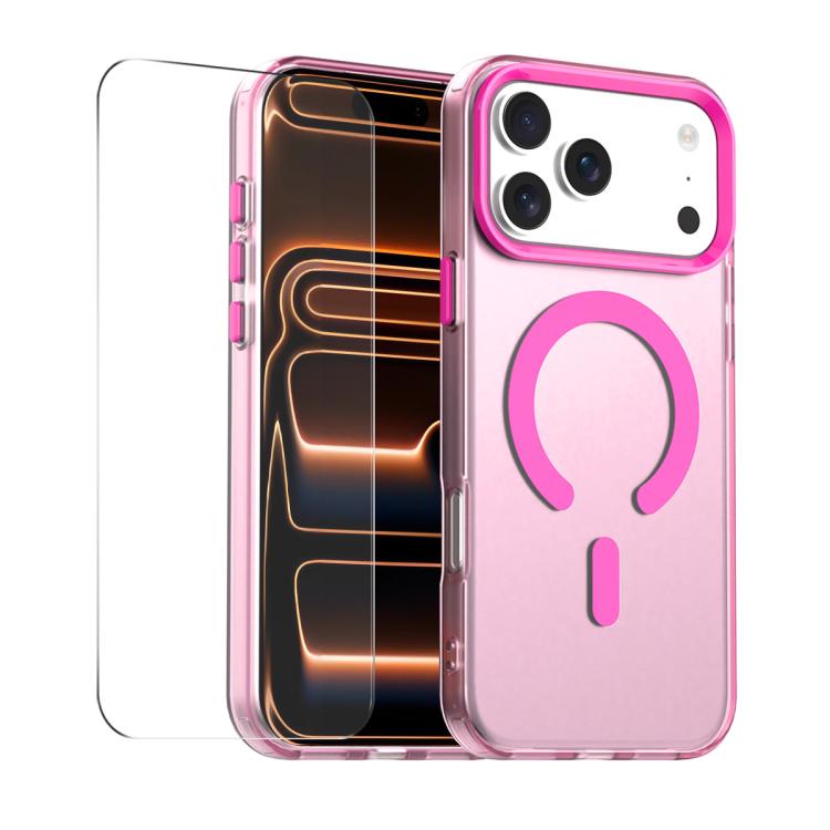 For iPhone 17 Pro Max ENKAY Hat-Prince MagSafe Candy Color Phone Case with Thick Adhesive Glass Film(Rose Red)