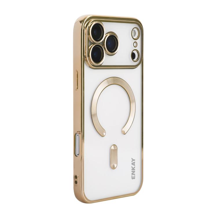For iPhone 17 Pro Max ENKAY Hat-Prince Magsafe Electroplated TPU Clear Shockproof Phone Case(Golden)