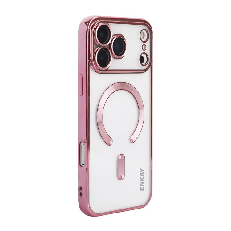 For iPhone 17 Pro Max ENKAY Hat-Prince Magsafe Electroplated TPU Clear Shockproof Phone Case(Pink)