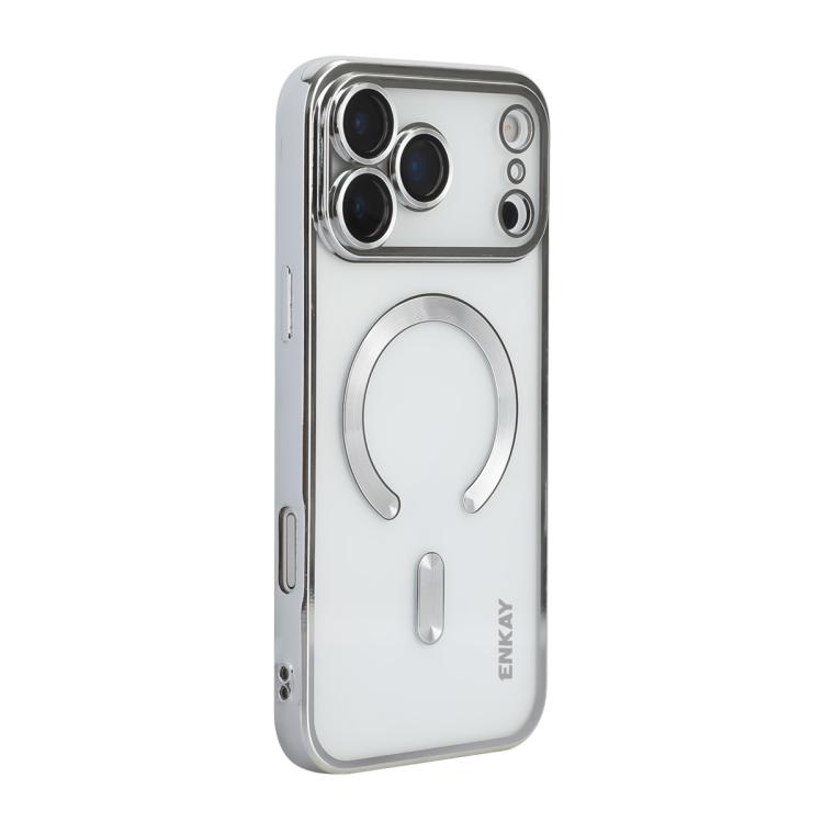 For iPhone 17 Pro Max ENKAY Hat-Prince Magsafe Electroplated TPU Clear Shockproof Phone Case(Silver)