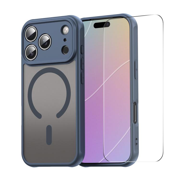 For iPhone 17 Pro Max ENKAY Hat-Prince MagSafe Matte Translucent Shockproof Phone Case with Large Arc Edge Film(Blue)