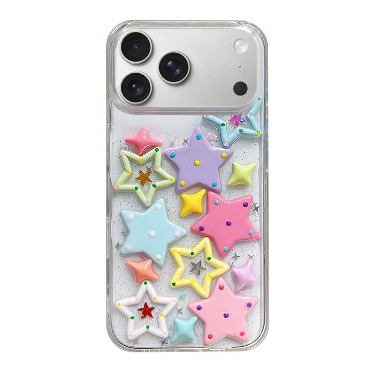 For iPhone 17 Pro Max Epoxy Acrylic Hybrid TPU Phone Case(Colorful Stars)