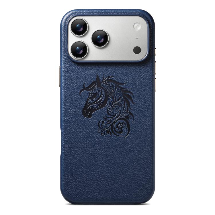 For iPhone 17 Pro Max ESEBLE B1 Five Flowered Horse Phone Case(Navy Blue)