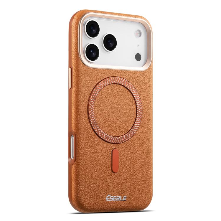 For iPhone 17 Pro Max ESEBLE L2 Litchi Texture Metal Lens Magnetic Phone Case(Brown)