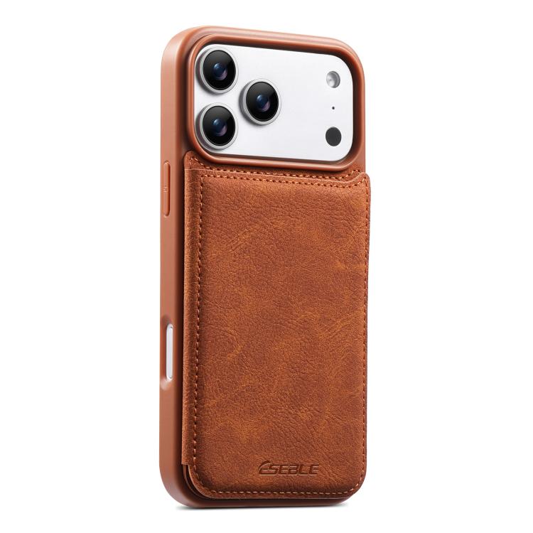 For iPhone 17 Pro Max ESEBLE Retro Texture Double Buckle Card Slot Phone Case(Brown)
