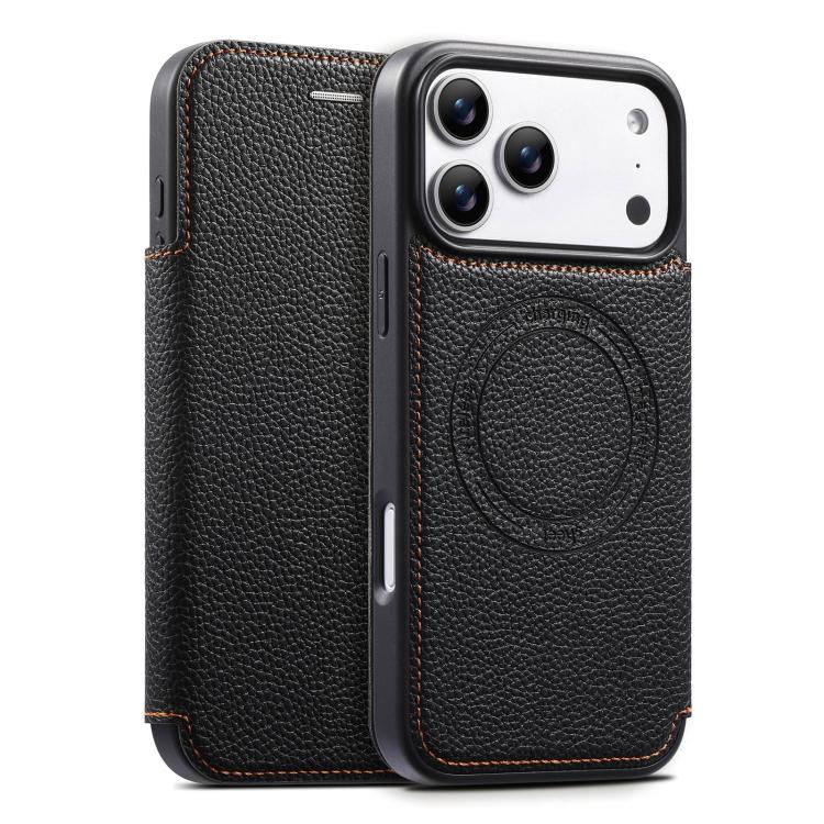 For iPhone 17 Pro Max ESEBLE Ultra-thin Card Slot Magnetic Vegan Leather Phone Case(Black)