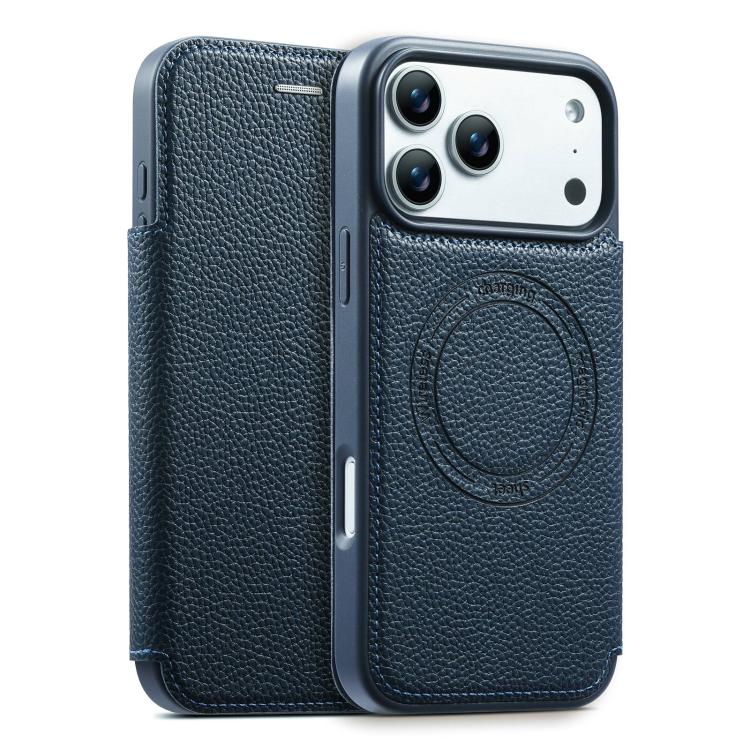 For iPhone 17 Pro Max ESEBLE Ultra-thin Card Slot Magnetic Vegan Leather Phone Case(Blue)