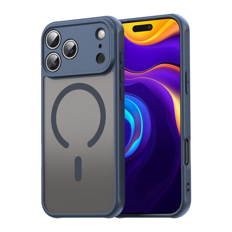 For iPhone 17 Pro Max Fan Dun Series TPU Hybrid PC Frosted Magsafe Phone Case(Blue)