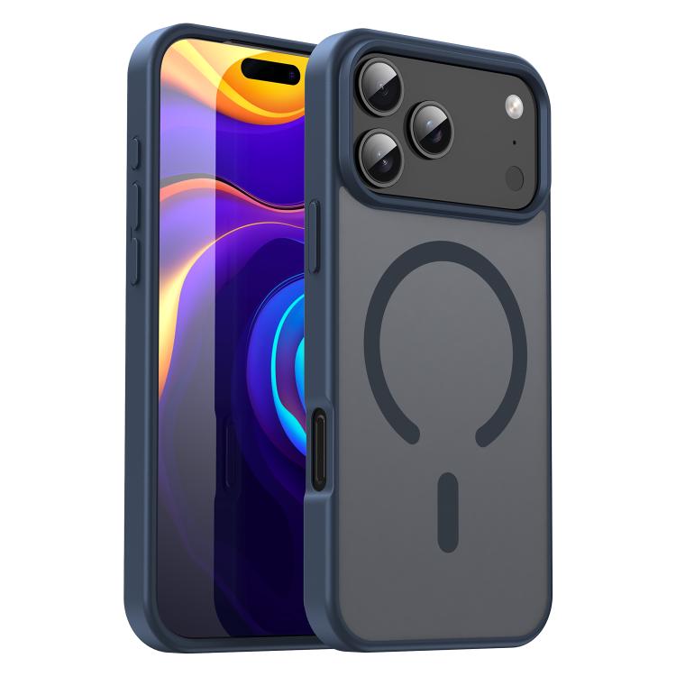 For iPhone 17 Pro Max Fanying Series PC Hybrid TPU Translucent Frosted MagSafe Phone Case(Cyan Blue)