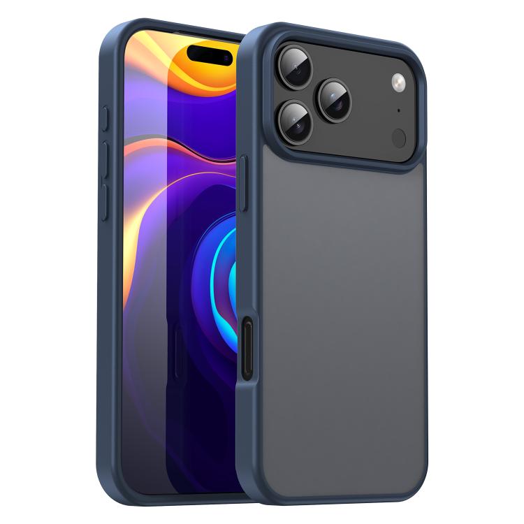 For iPhone 17 Pro Max Fanying Series PC Hybrid TPU Translucent Frosted Phone Case(Cyan Blue)