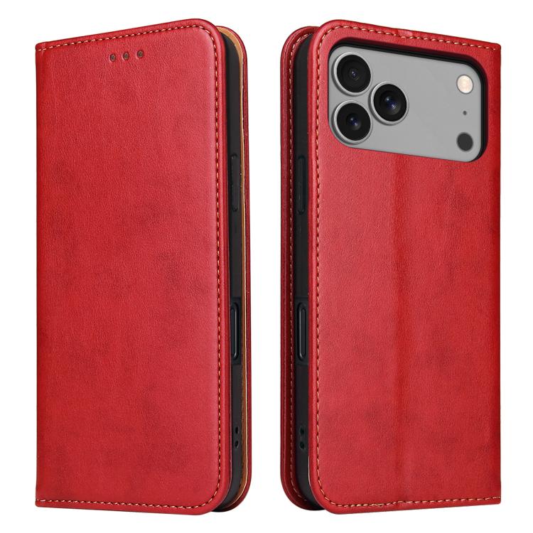 For iPhone 17 Pro Max Fierre Shann PU Genuine Leather Texture Phone Case(Red)