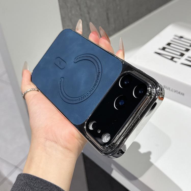 For iPhone 17 Pro Max Fine Hole Lambskin Magnetic Phone Case(Blue)