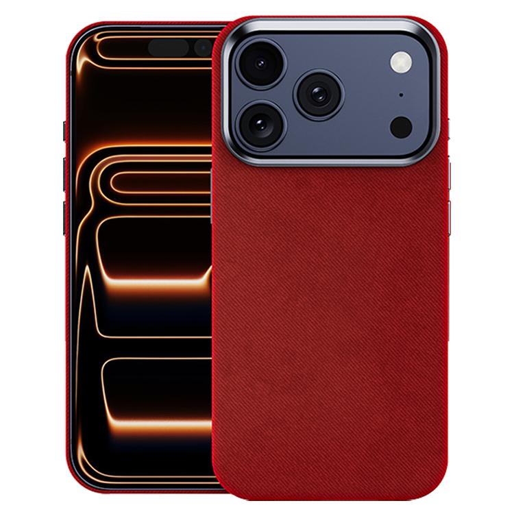 For iPhone 17 Pro Max Flannel Textured Magnetic Full Coverage Phone Case(Red)
