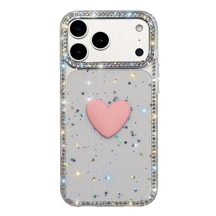 For iPhone 17 Pro Max Flash Rhinestone Double-sided IMD Love Heart Phone Case(Glitter Stars)