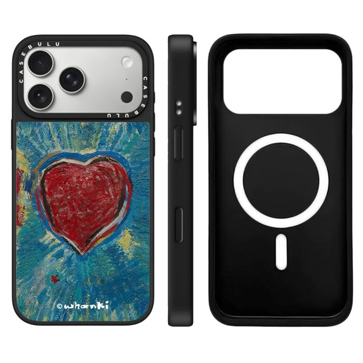 For iPhone 17 Pro Max Floating Man Series Pattern Mirror Magnetic Phone Case(Heart)