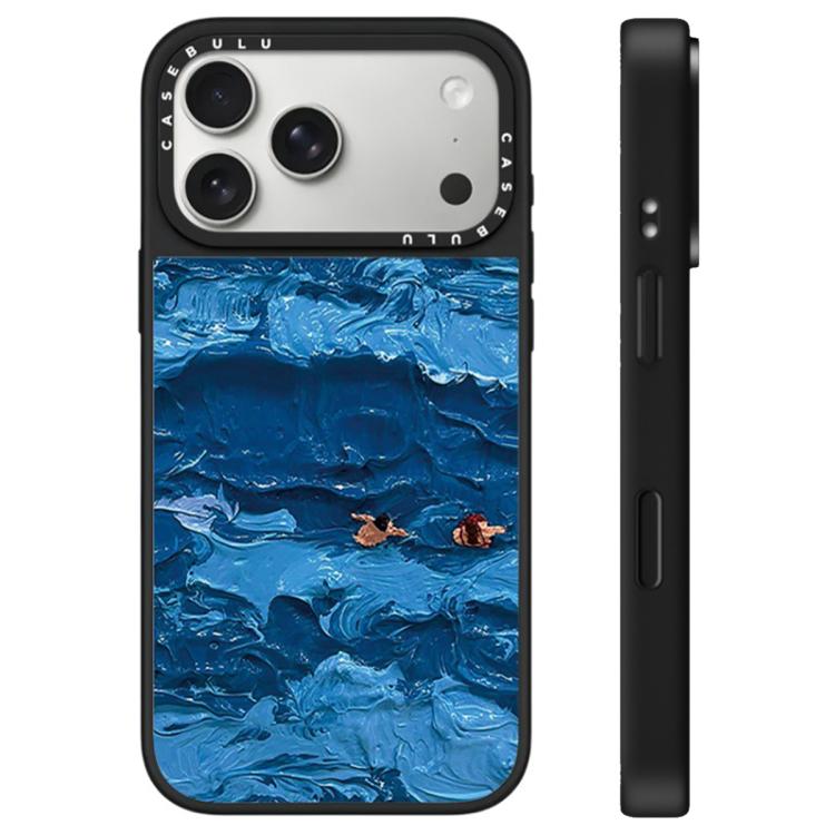 For iPhone 17 Pro Max Floating Man Series Pattern Mirror Phone Case(Ocean Waves)