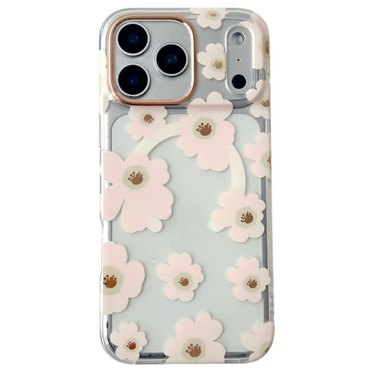 For iPhone 17 Pro Max Floral Pattern TPU + PC Magnetic Phone Case(Pink)