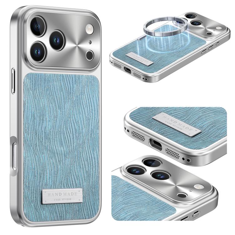 For iPhone 17 Pro Max Flowing Water Ripple Magnetic Shockproof Phone Case(Blue)