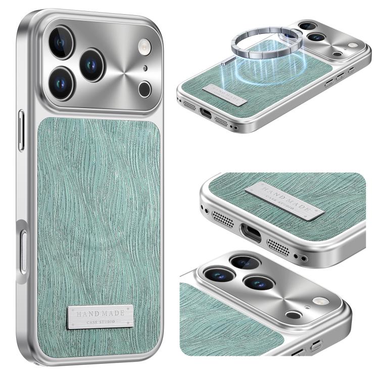 For iPhone 17 Pro Max Flowing Water Ripple Magnetic Shockproof Phone Case(Green)