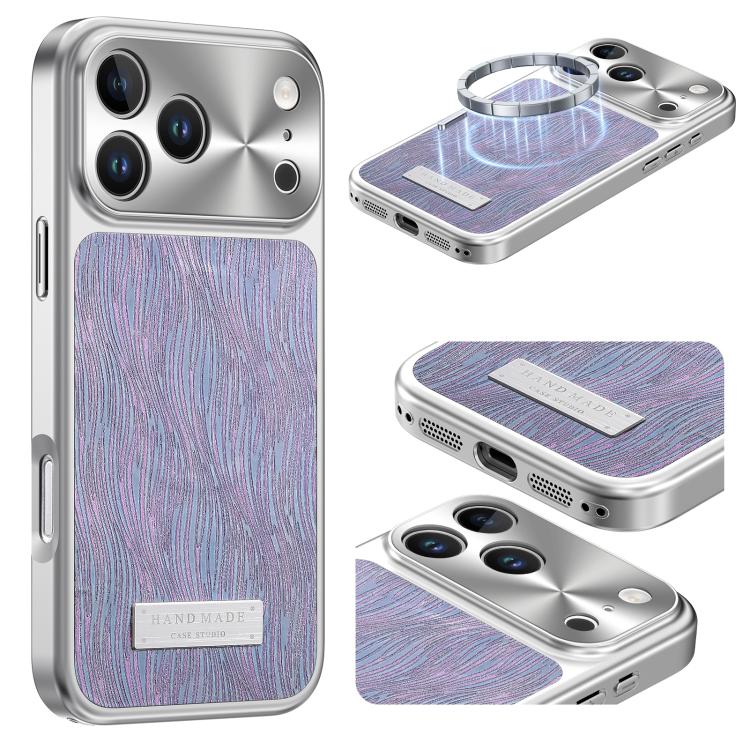 For iPhone 17 Pro Max Flowing Water Ripple Magnetic Shockproof Phone Case(Purple)