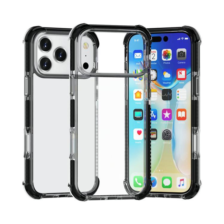 For iPhone 17 Pro Max Four-corner Shockproof TPU Hybrid Acrylic Phone Case(Black)