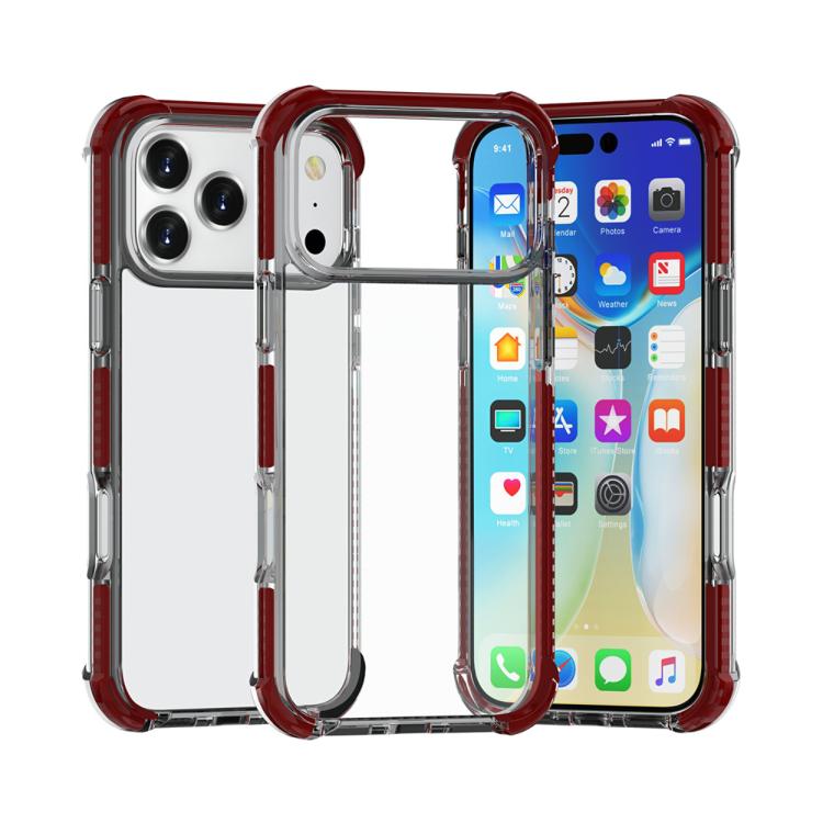 For iPhone 17 Pro Max Four-corner Shockproof TPU Hybrid Acrylic Phone Case(Brown)