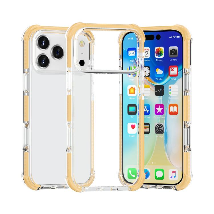 For iPhone 17 Pro Max Four-corner Shockproof TPU Hybrid Acrylic Phone Case(Gold)