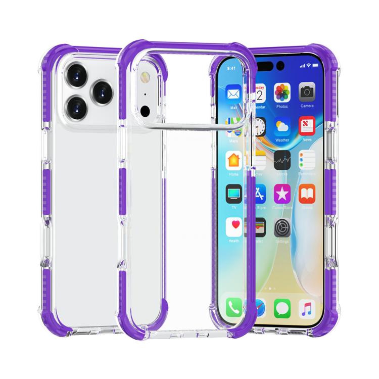 For iPhone 17 Pro Max Four-corner Shockproof TPU Hybrid Acrylic Phone Case(Purple)
