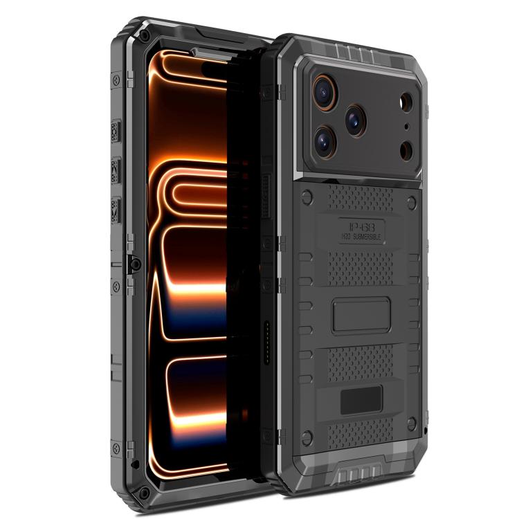 For iPhone 17 Pro Max Four-proof Metal Hybrid Silicone Phone Case(Black)