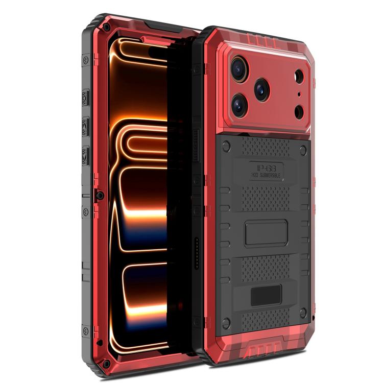 For iPhone 17 Pro Max Four-proof Metal Hybrid Silicone Phone Case(Red)