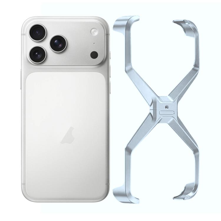 For iPhone 17 Pro Max Frameless X-shaped Metal Phone Case(Silver)