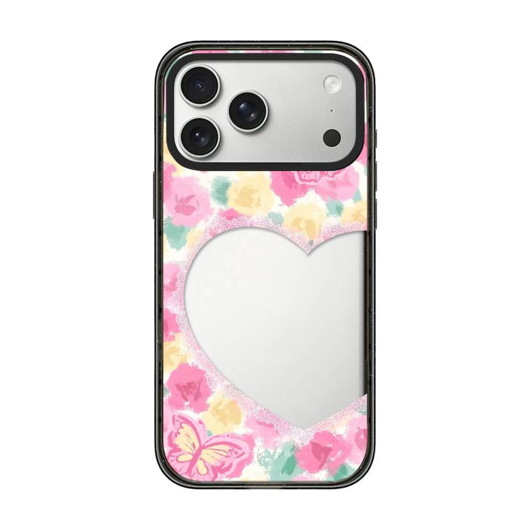 For iPhone 17 Pro Max French Style Star Bow Transparent Acrylic TPU Phone Case(Heart Flowers)